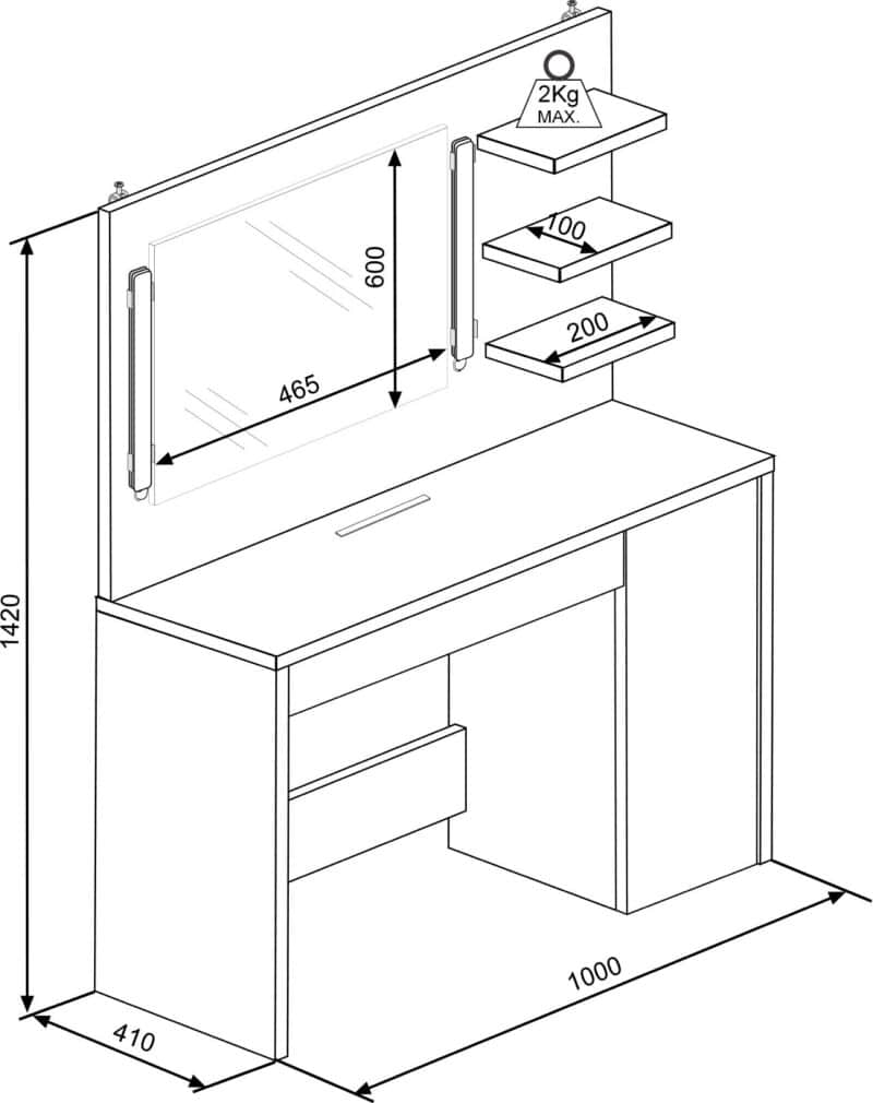 Trasman Glamour Beauty Bar Dressing Table The Home and Office Stores