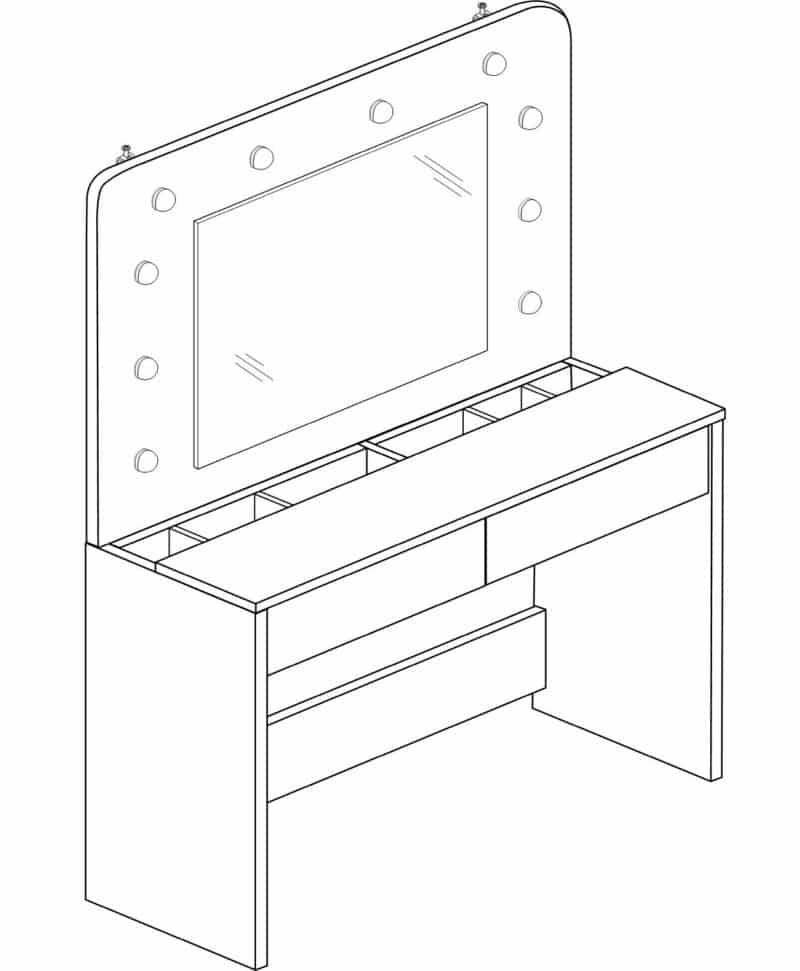 Trasman Hollywood Beauty Bar Dressing Table The Home and Office Stores