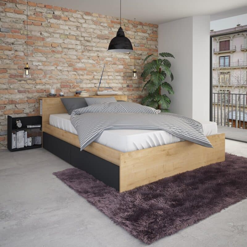 Trasman Jazz double bed oak and graphite