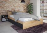 Trasman Jazz Double Bed Oak and Graphite The Home and Office Stores