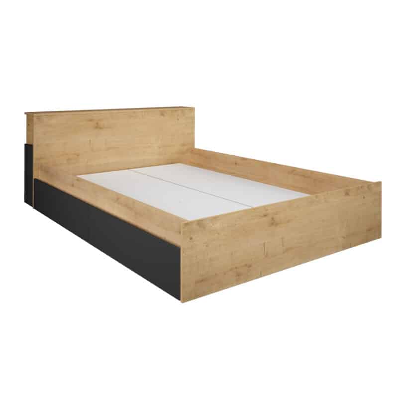 Trasman Jazz Double Bed Oak and Graphite The Home and Office Stores