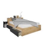 Trasman Jazz Double Bed Oak and Graphite The Home and Office Stores