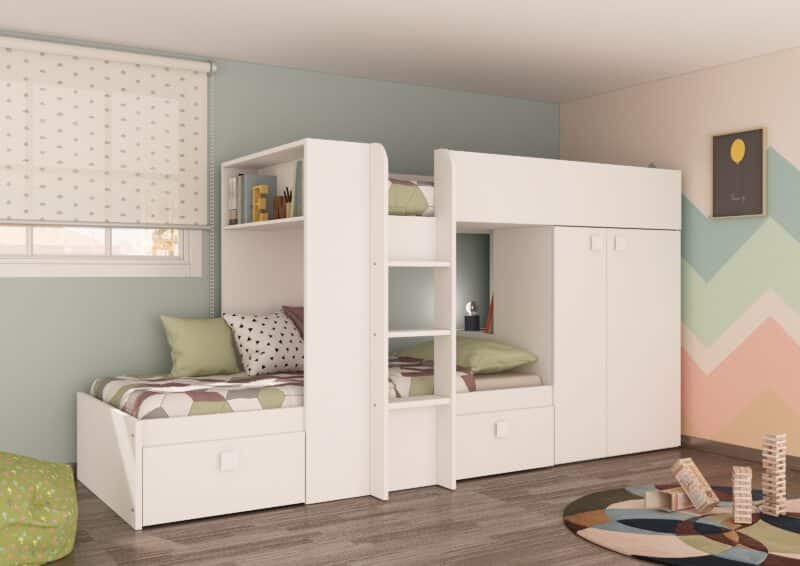Trasman Kids Barca Bunk Bed All White The Home and Office Stores