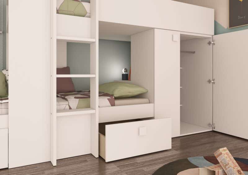 Trasman Kids Barca Bunk Bed All White The Home and Office Stores