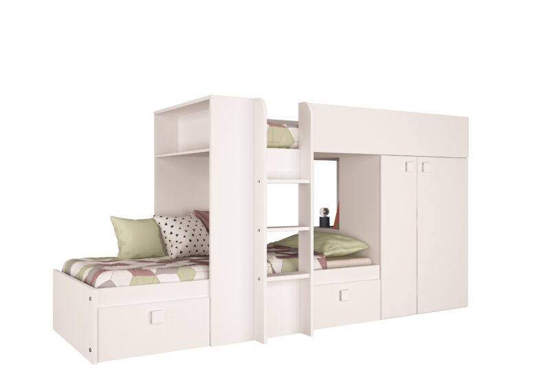 Trasman Kids Barca Bunk Bed All White The Home and Office Stores