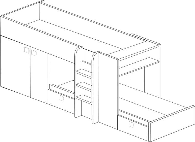 Trasman Kids Barca Bunk Bed All White The Home and Office Stores