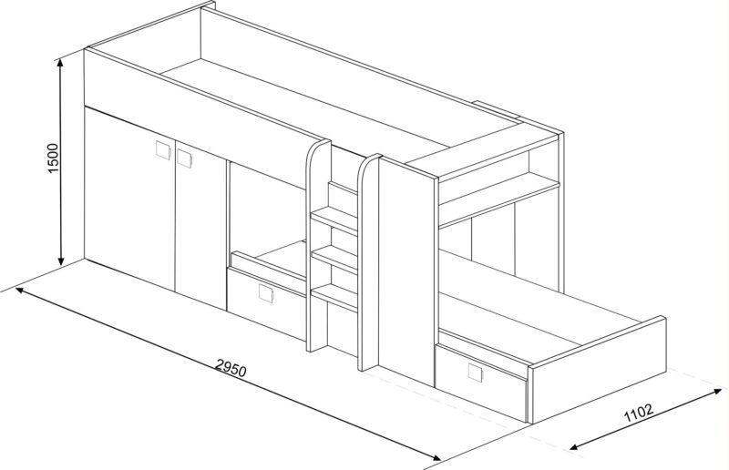 Trasman Kids Barca Bunk Bed All White The Home and Office Stores