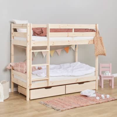 Hoppekids Shorty bunk bed with drawers natural