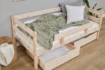Hoppekids Shorty Daybed with Safety Rail Drawers Natural The Home and Office Stores