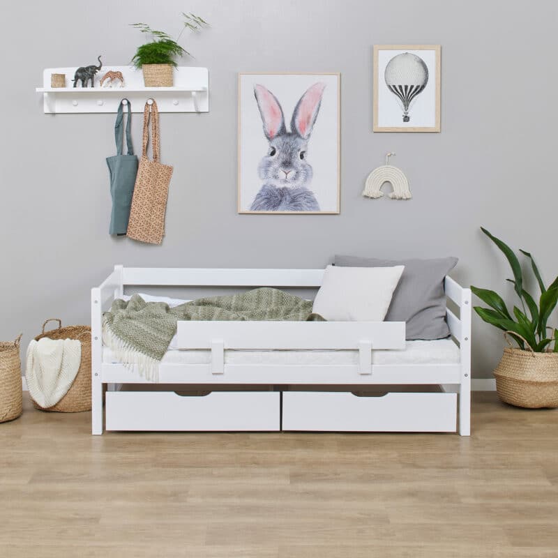 Hoppekids Shorty Daybed with Safety Rail Drawers White The Home and Office Stores