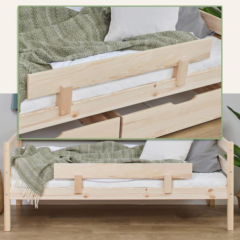 Hoppekids Shorty Daybed with Safety Rail Natural The Home and Office Stores