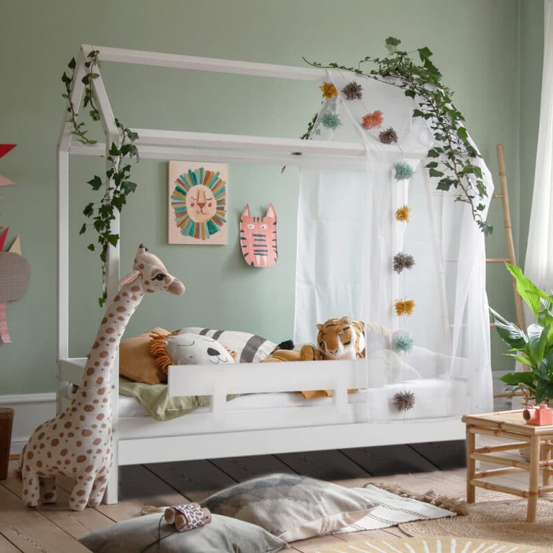 Hoppekids Shorty House Bed with Safety Rail White The Home and Office Stores