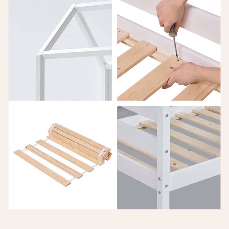 Hoppekids Shorty House Bed with Safety Rail White The Home and Office Stores