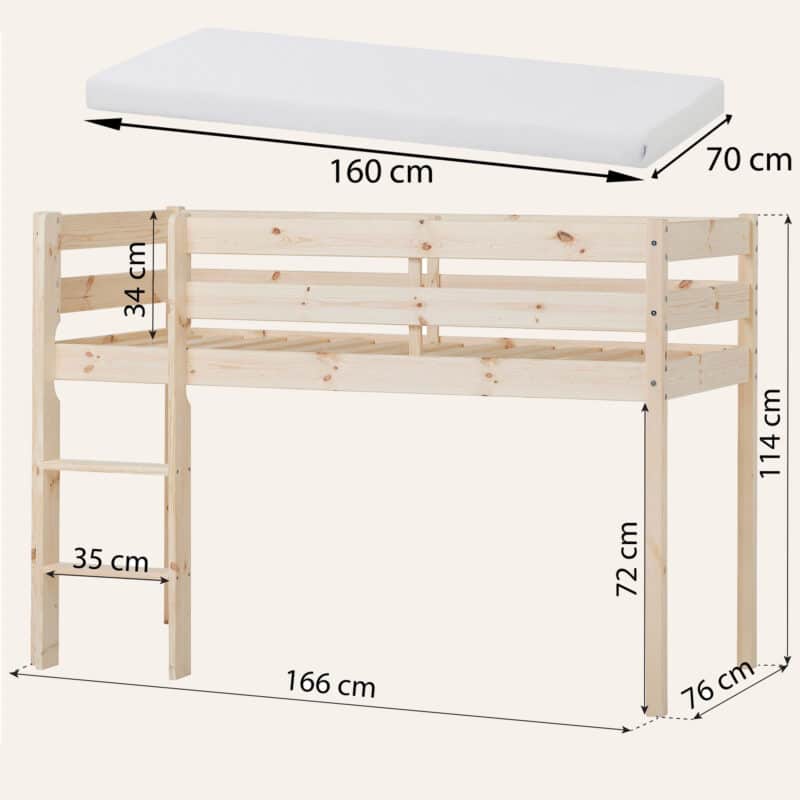 Hoppekids Shorty Mid Sleeper Bed Natural The Home and Office Stores
