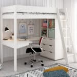 Kids Avenue Estella White High Sleeper Bed 6 with Chest, Cube & Corner Desk