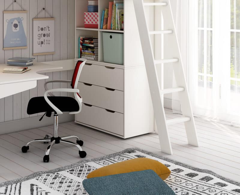 Kids Avenue Estella White High Sleeper Bed 6 with Chest, Cube & Corner Desk The Home and Office Stores