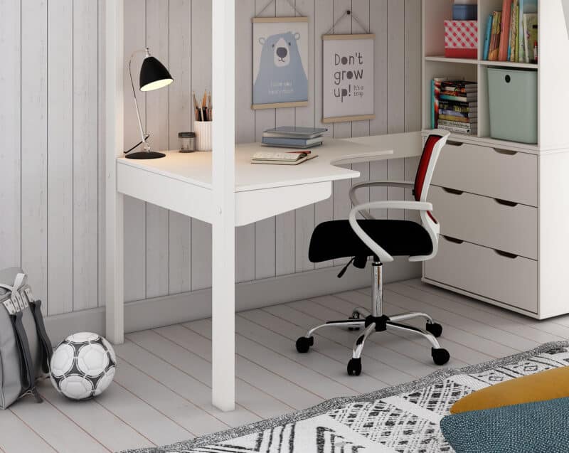 Kids Avenue Estella White High Sleeper Bed 6 with Chest, Cube & Corner Desk The Home and Office Stores