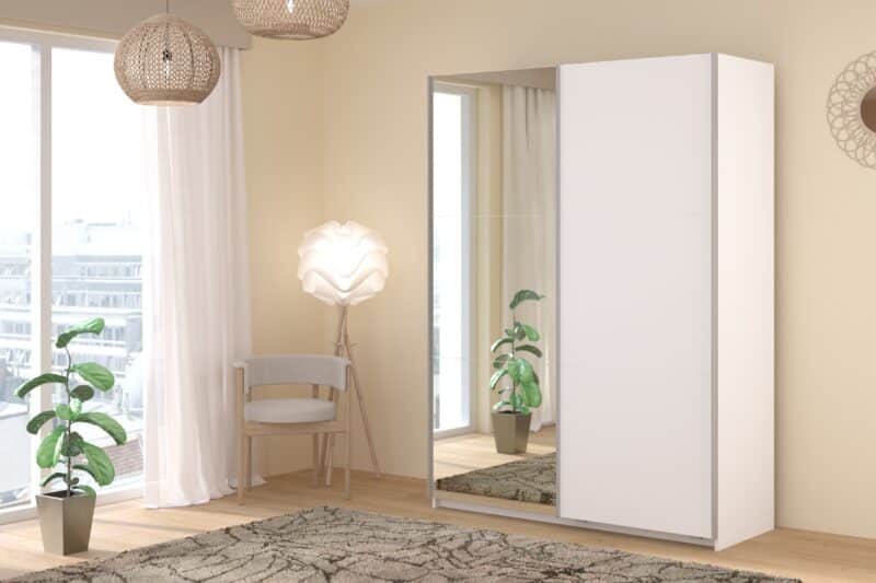 Parisot Swing 150cm White mirrored wardrobe