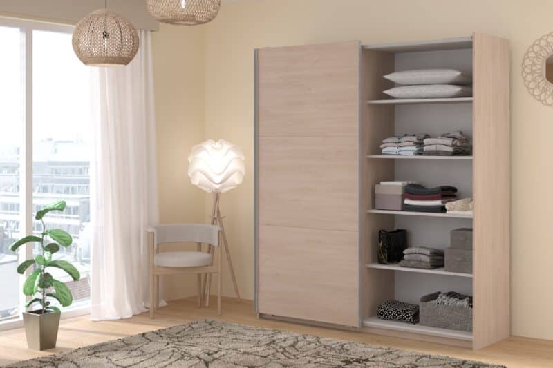 Parisot Swing 180cm Oak Mirrored Wardrobe The Home and Office Stores