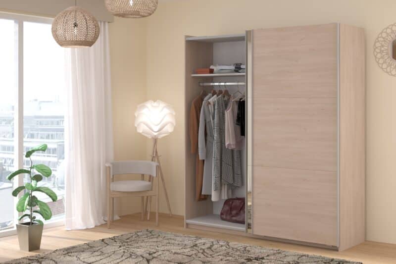 Parisot Swing 180cm Oak Mirrored Wardrobe The Home and Office Stores