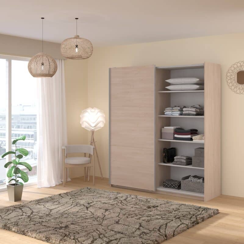 Parisot Swing 180cm Oak Mirrored Wardrobe The Home and Office Stores