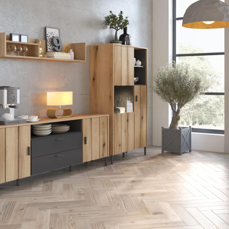 Furniture To Go Arundel Oak 2 Door Display Cabinet The Home and Office Stores