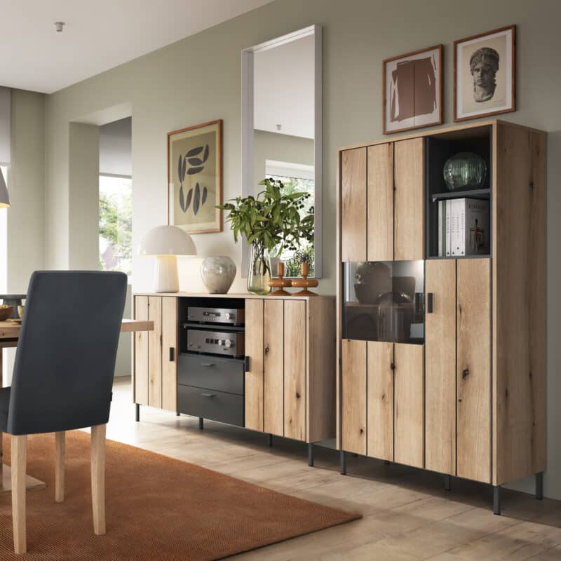 Furniture To Go Arundel Oak 2 Door Display Cabinet The Home and Office Stores