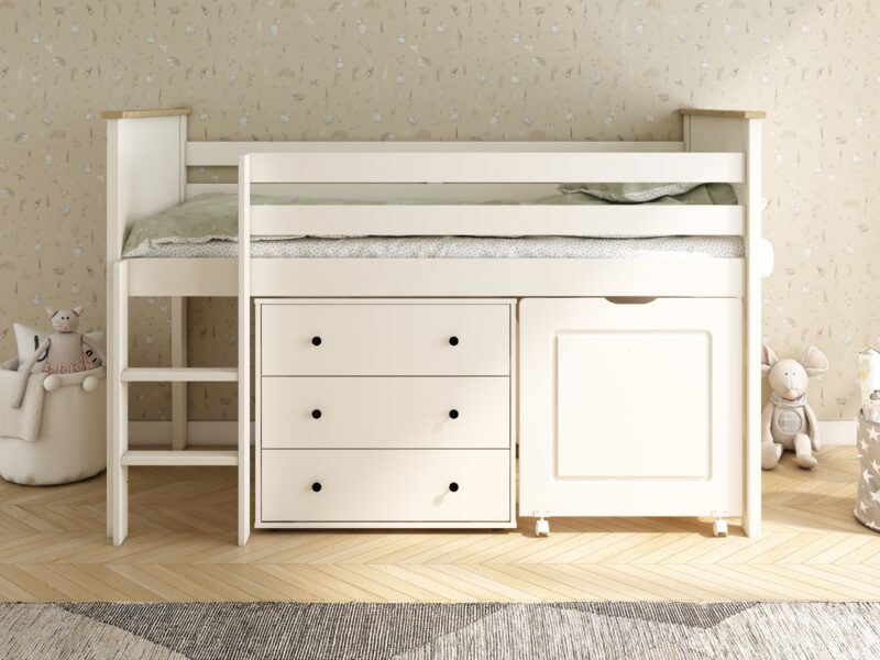 Kids Avenue Heritage Mid Sleeper Bed 2 With Pull Out Desk & Drawers The Home and Office Stores