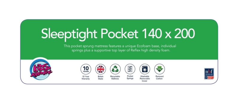 Kids Avenue Sleeptight Pocket Mattress 140x200cm The Home and Office Stores