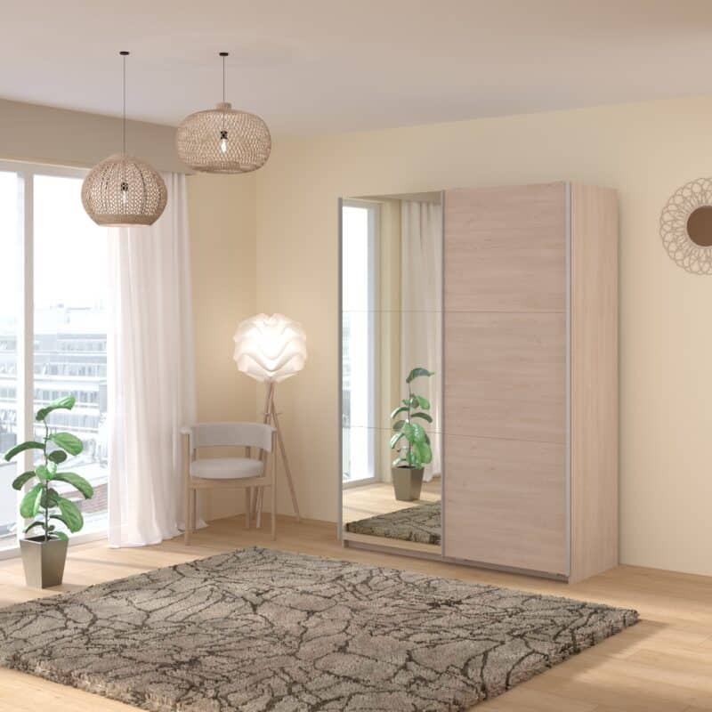 Parisot Swing 150cm Oak Mirrored Wardrobe The Home and Office Stores