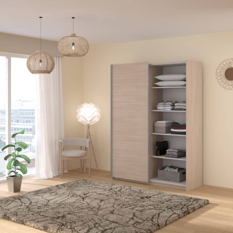 Parisot Swing 150cm Oak Mirrored Wardrobe The Home and Office Stores