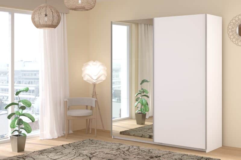 Parisot Swing 180cm white mirrored wardrobe
