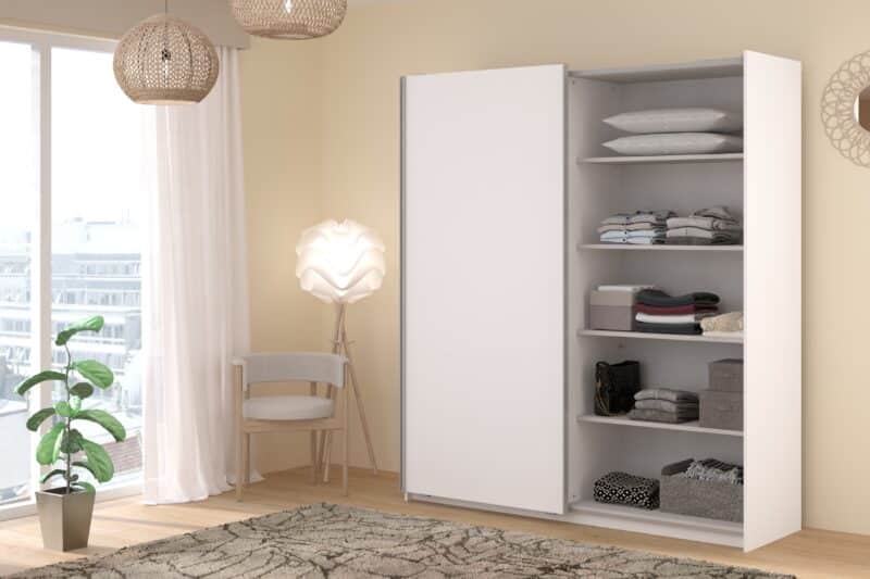 Parisot Swing 180cm White Mirrored Wardrobe The Home and Office Stores