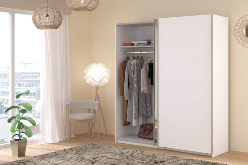 Parisot Swing 180cm White Mirrored Wardrobe The Home and Office Stores