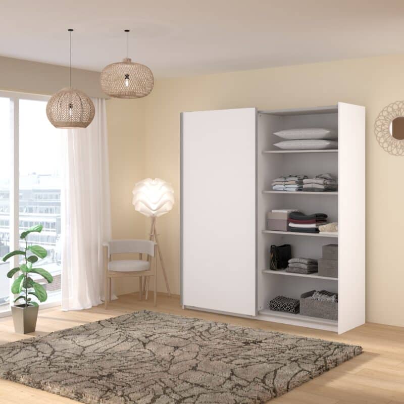 Parisot Swing 180cm White Mirrored Wardrobe The Home and Office Stores