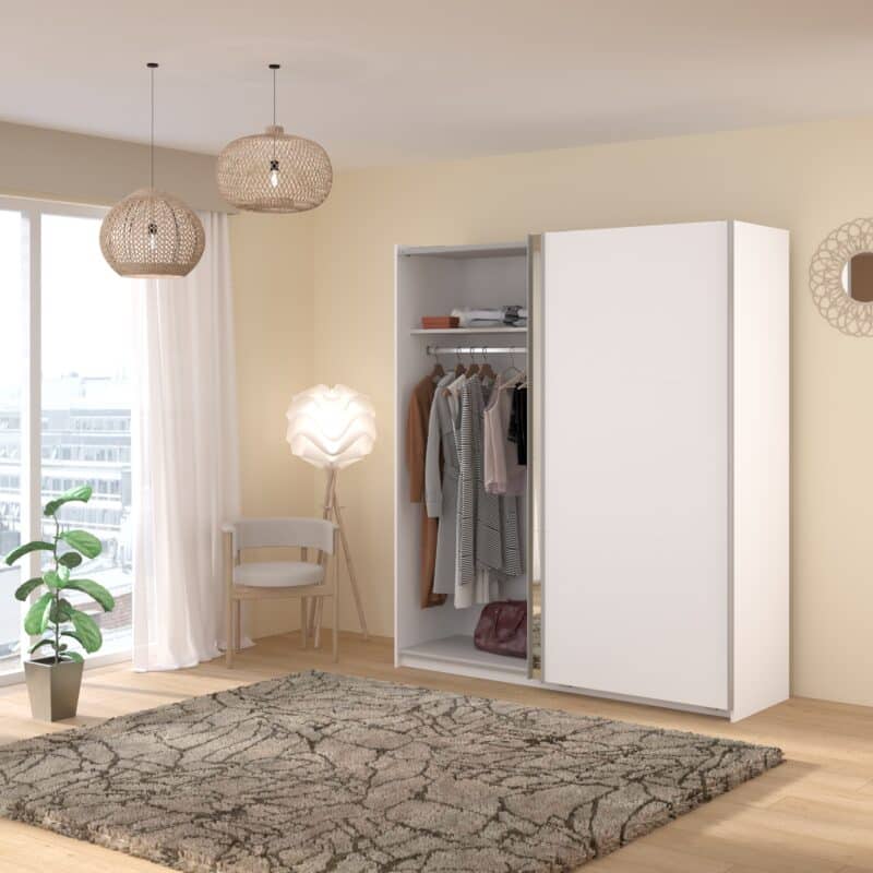 Parisot Swing 180cm White Mirrored Wardrobe The Home and Office Stores