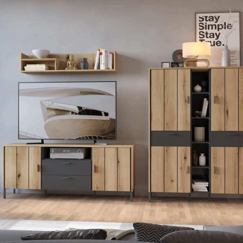 Furniture To Go Arundel Oak 158cm Wide TV Cabinet The Home and Office Stores