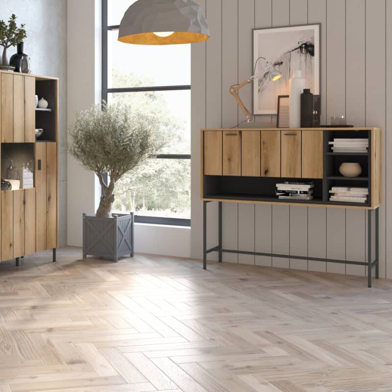 Furniture To Go Arundel Oak Raised Storage Bar Cabinet The Home and Office Stores