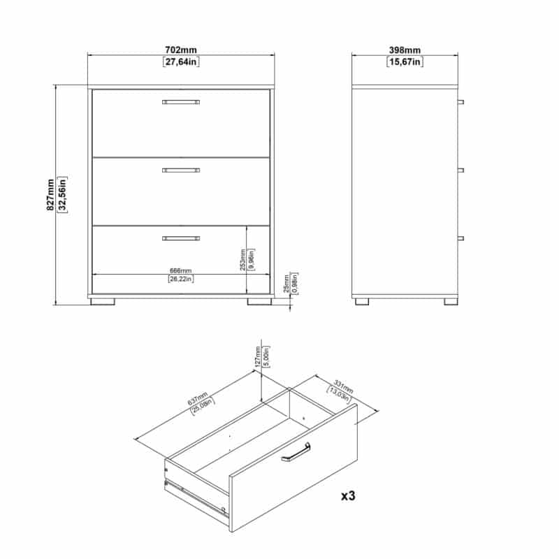 Furniture To Go Sofia Jackson Hickory 3 Drawer Chest The Home and Office Stores