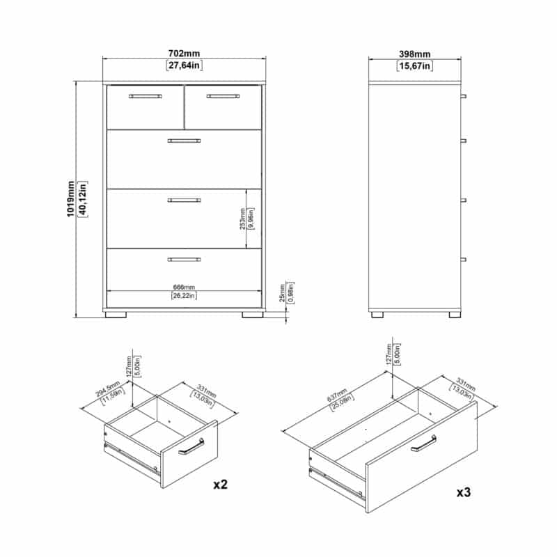 Furniture To Go Sofia Jackson Hickory 5 Drawer Chest The Home and Office Stores