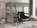 The Kids Avenue Estella grey high sleeper bed 1 with black sofabed