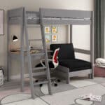 Kids Avenue Estella Grey High Sleeper Bed 1 with Black Sofabed & Desk