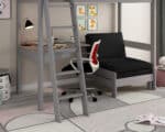 Kids Avenue Estella Grey High Sleeper Bed 1 with Black Sofabed & Desk The Home and Office Stores