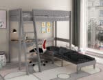 Kids Avenue Estella Grey High Sleeper Bed 1 with Black Sofabed & Desk The Home and Office Stores