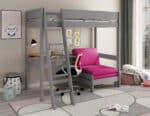Kids Avenue Estella grey high sleeper bed 1 with pink sofabed