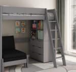 Kids Avenue Estella Grey High Sleeper Bed 2 with Black Sofabed Chest & Cube The Home and Office Stores