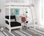 Kids Avenue Estella white high sleeper bed 4 with black sofabed