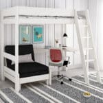Kids Avenue Estella White High Sleeper Bed 4 with Black Sofabed & Desk