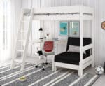 Kids Avenue Estella White High Sleeper Bed 4 with Black Sofabed & Desk The Home and Office Stores