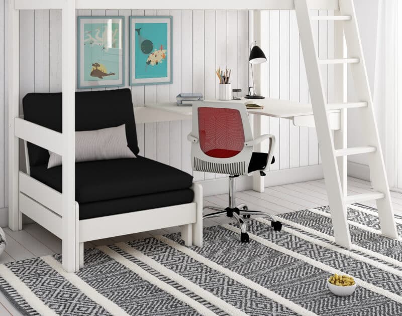 Kids Avenue Estella White High Sleeper Bed 4 with Black Sofabed & Desk The Home and Office Stores